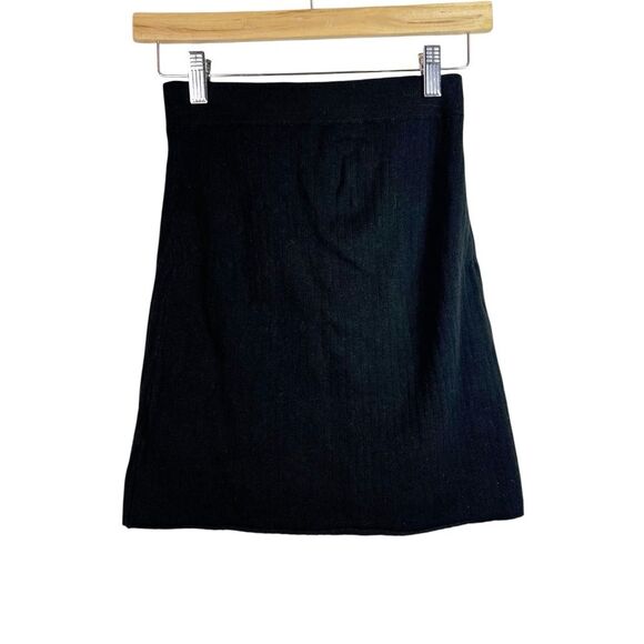 Free People Mod Wrap Black Mini Ribbed Skirt Size XS Boho Coquette - Picture 3 of 12